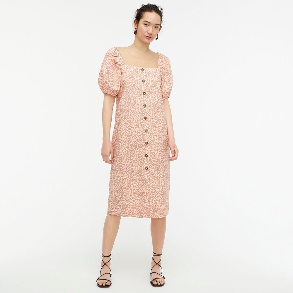 J Crew Pink Cheetah Cottage Dress